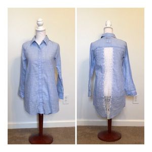 BooHoo Emma EyelashLace Chambray Night Shirt Dress